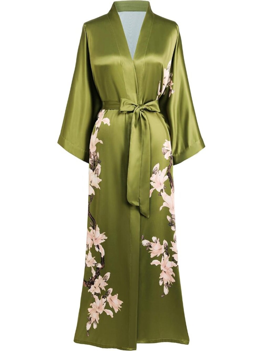 Kimono Robe Cover up with Box Long Floral Satin Sleepwear Silky Bathrobe Bachelo